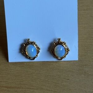Elegant Gold and Opal Stone Earrings